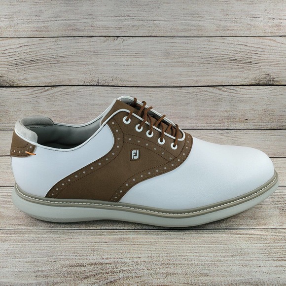 FootJoy Shoes Footjoy Traditions Golf Shoes White Brown Fj Mens Size 5 Poshmark